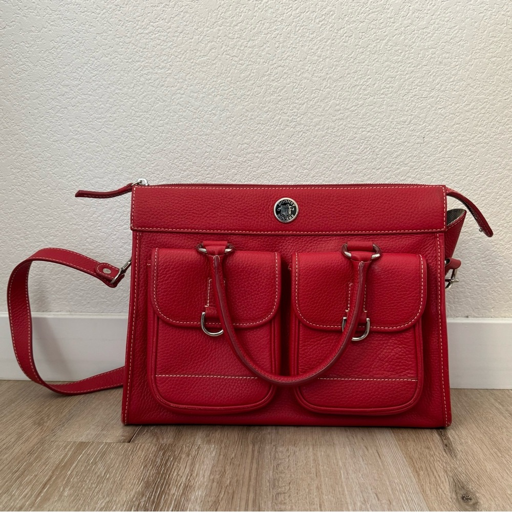 Dooney & Bourke Red Leather Double Pocket Tote Bag NWOT